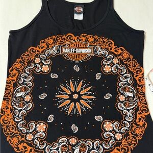 Harley-Davidson Black Tank with Orange Shield Logo